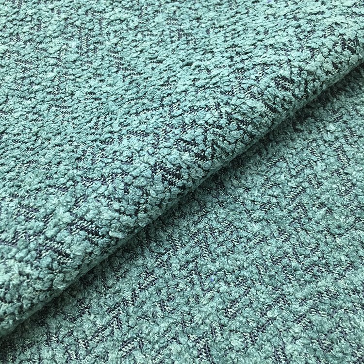 green boucle fabric