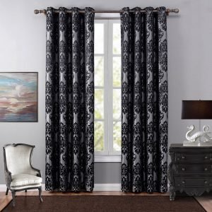 black jacquard curtains