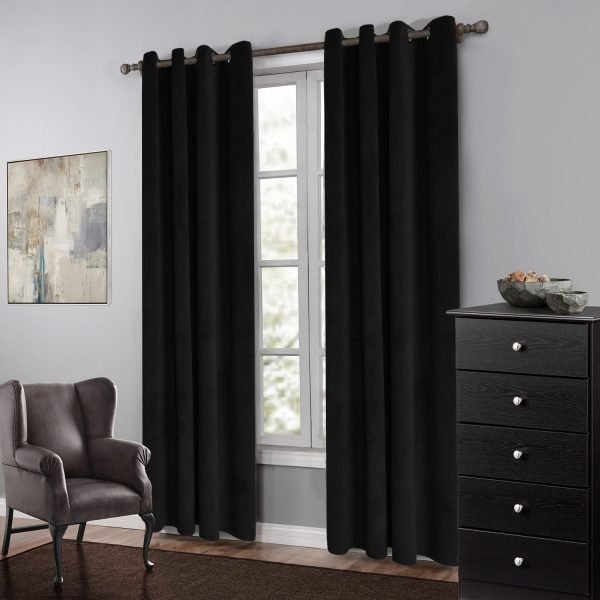 black curtains