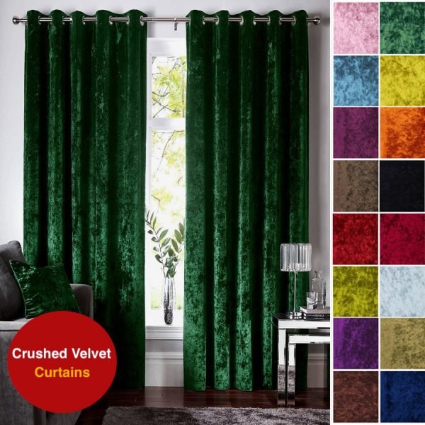 Crushed velvet curtains