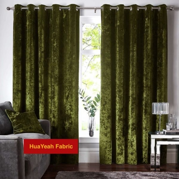 Green crushed velvet curtains