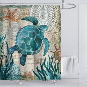 Sea turtle shower curtain